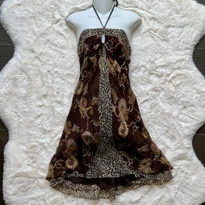 Laundry by Shelli Segal Strapless Key Hole Layered Midi Dress Size 2